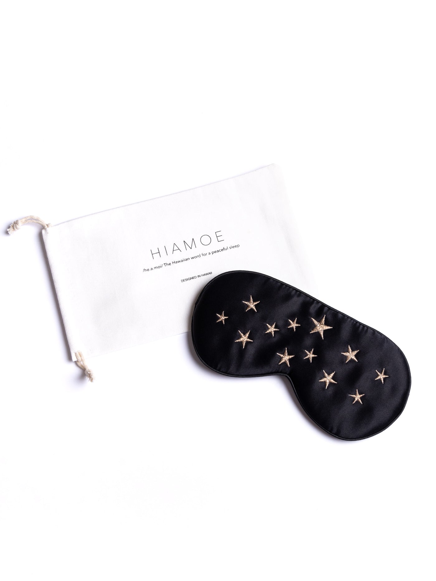 Gold Stars+ Black Silk Sleep Mask