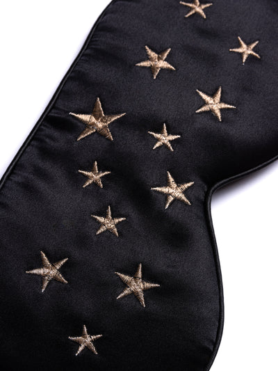 Gold Stars+ Black Silk Sleep Mask